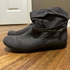Gray Ankle Boots with Braided Strap